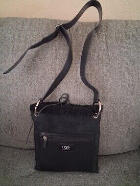 UGG Black Shearling Leather Crossbody